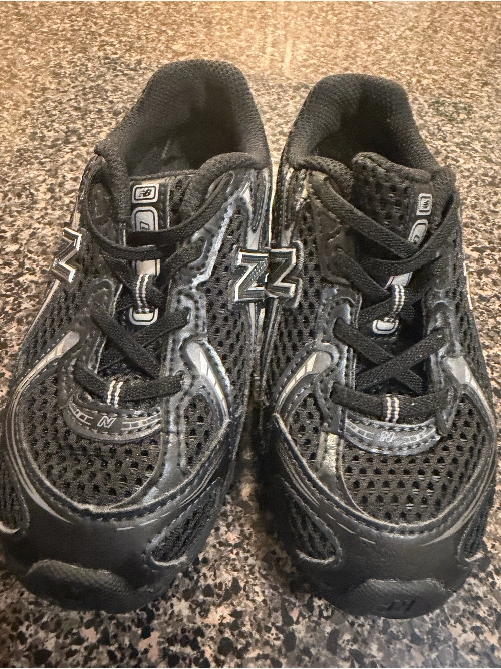 New Balance Kids Black and Gray Mesh Athletic Sneakers